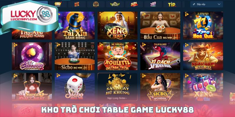 Kho trò chơi Table game Lucky88